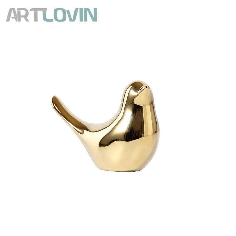 Gold Decorations Ceramic Golden Bird Figurines - Little Eudora
