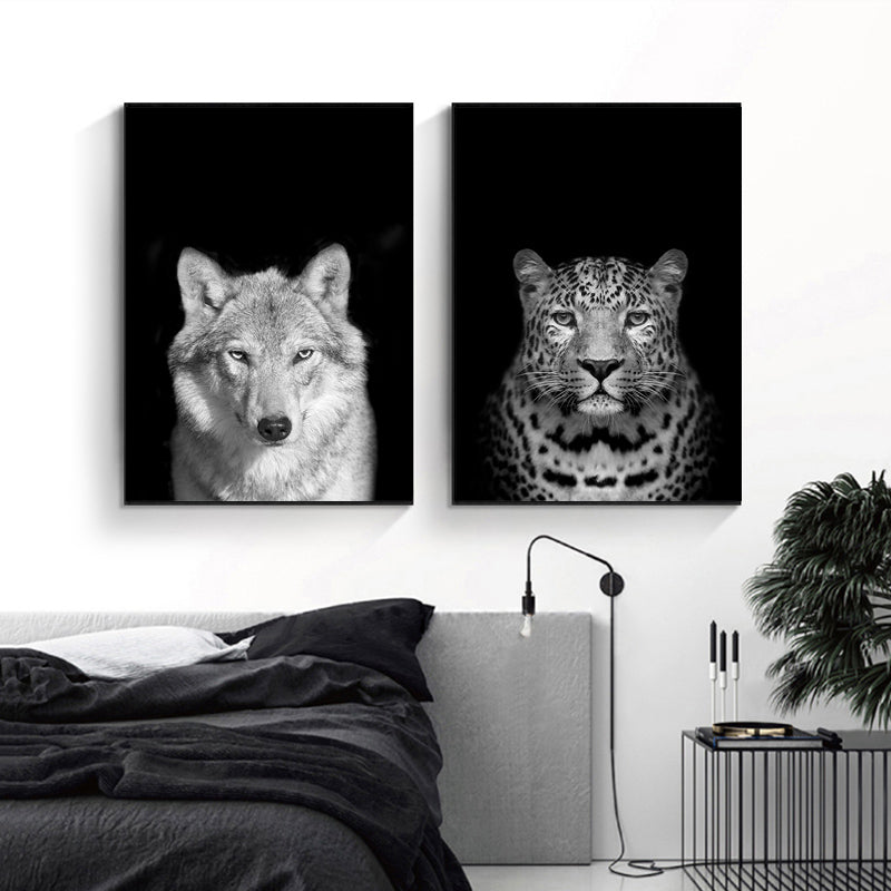 Wildlife Africa Wild Animals Black White Wall Art - Little Eudora