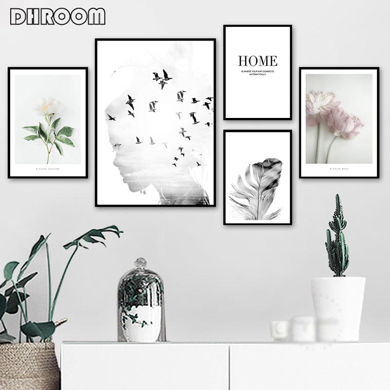 Girl Bird Feather Landscape Wall Art - Little Eudora