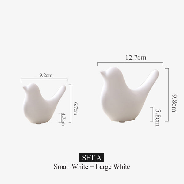 Nordic Creative White Ceramic Bird Figurines - Little Eudora