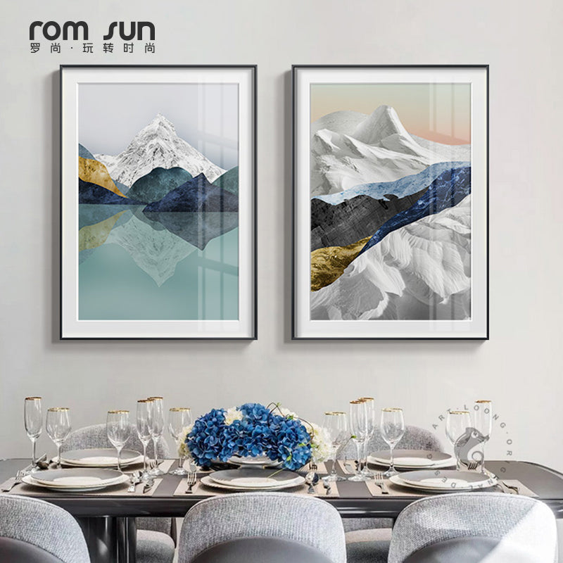 Nordic Abstract Geometric Mountain Landscape Wall Art - Little Eudora