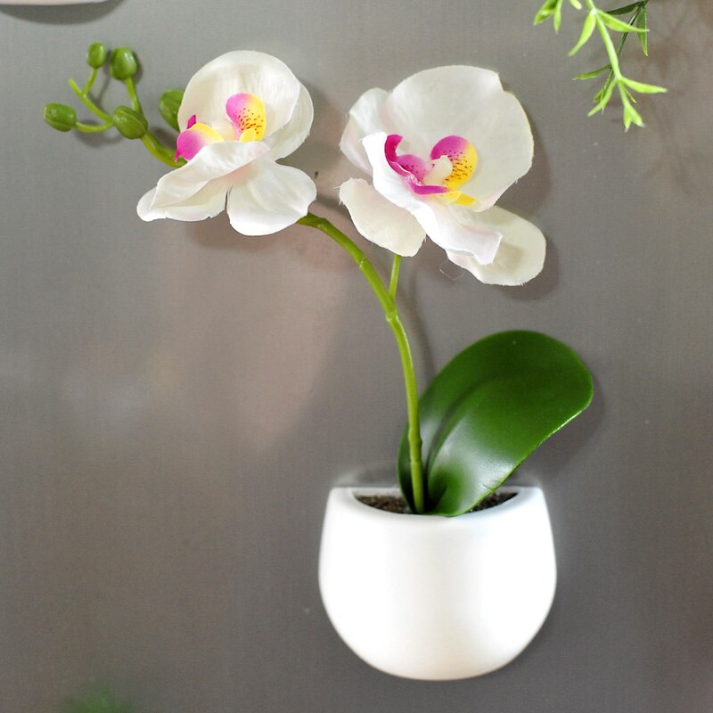 Fridge Magnets Potted Artificial Green succulent plants Bonsai set fake Flower vase Souvenir Blackboard Magnetic Stickers