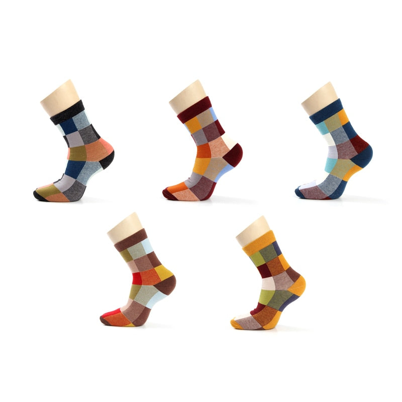 Colorful Square Happy Socks - 5 Pairs - Little Eudora