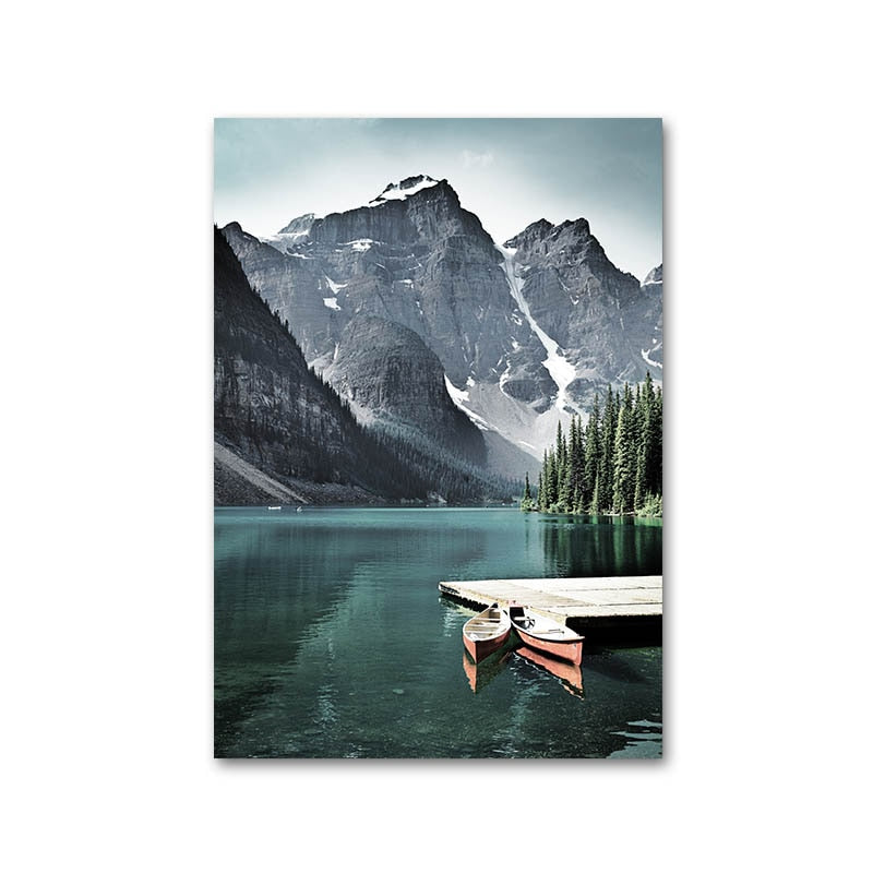 Mountain Lake Waterfall Wall Art - Little Eudora