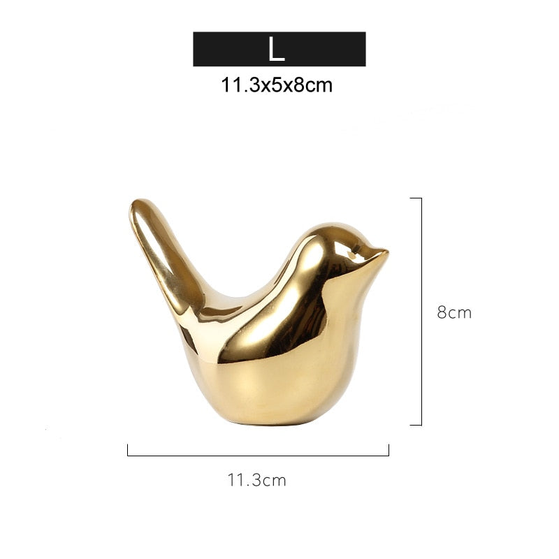 Gold Decorations Ceramic Golden Bird Figurines - Little Eudora