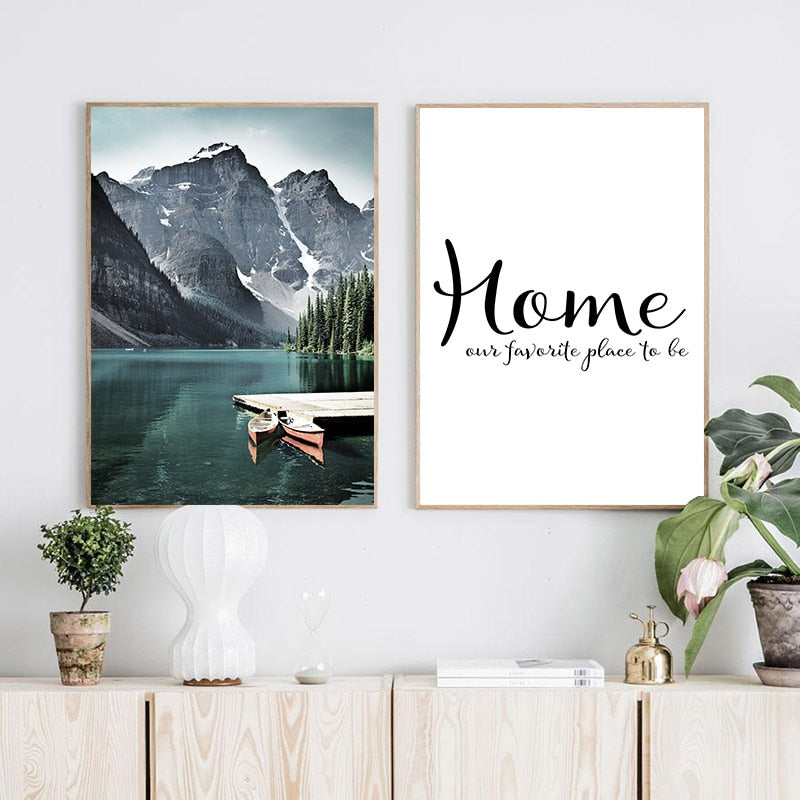 Mountain Lake Waterfall Wall Art - Little Eudora