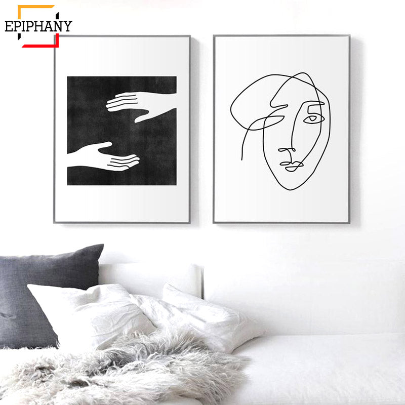 One Line Art Face Sketch Wall Art - Little Eudora