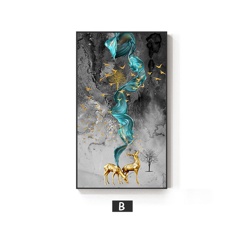 Abstract Golden Deer Wall Art - Little Eudora