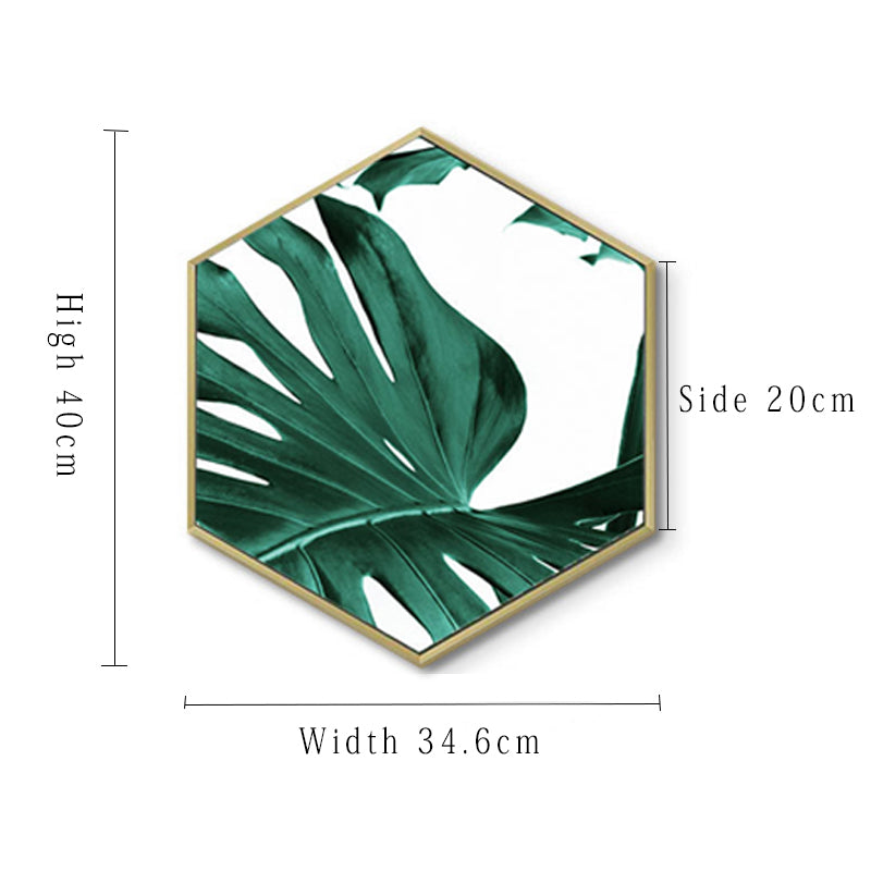 Nordic Style Poster Hexagonal Green Plant Wall Art - Little Eudora