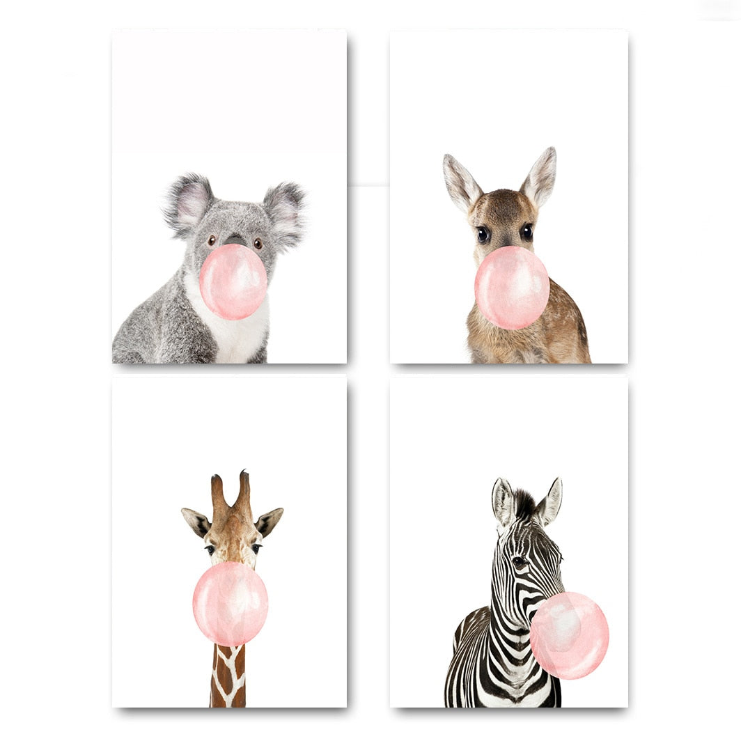 Giraffe Zebra Animal Posters Wall Art - Little Eudora