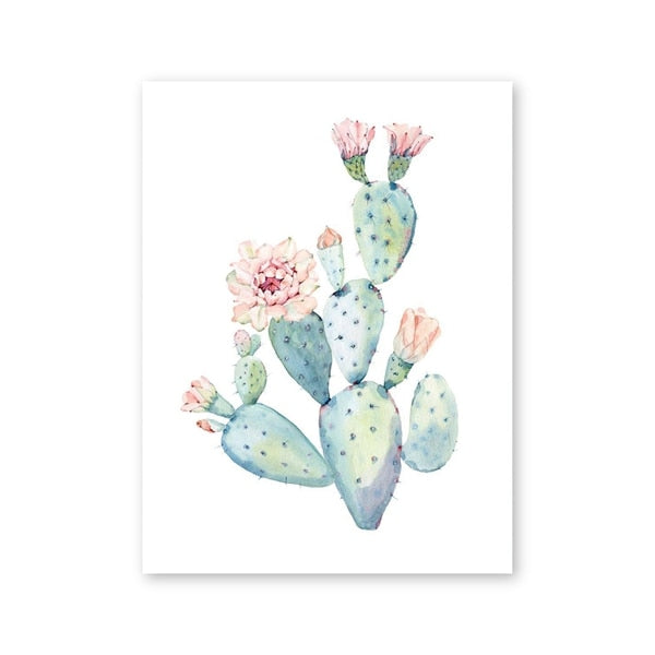 Pastel Watercolor Cactus Wall Art - Little Eudora