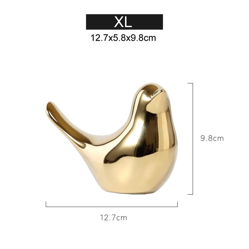 Gold Decorations Ceramic Golden Bird Figurines - Little Eudora