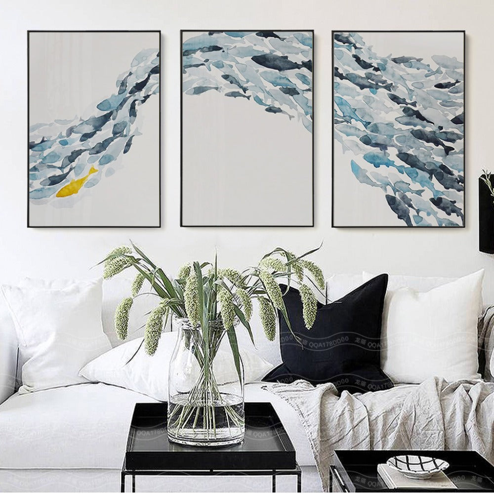Nordic Simple Abstract Fish Wall Art - Little Eudora