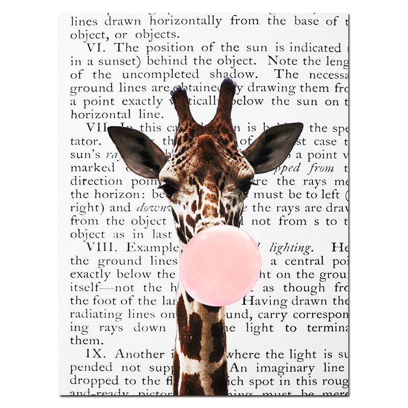 Giraffe Bubble Gum Poster Prints - Little Eudora