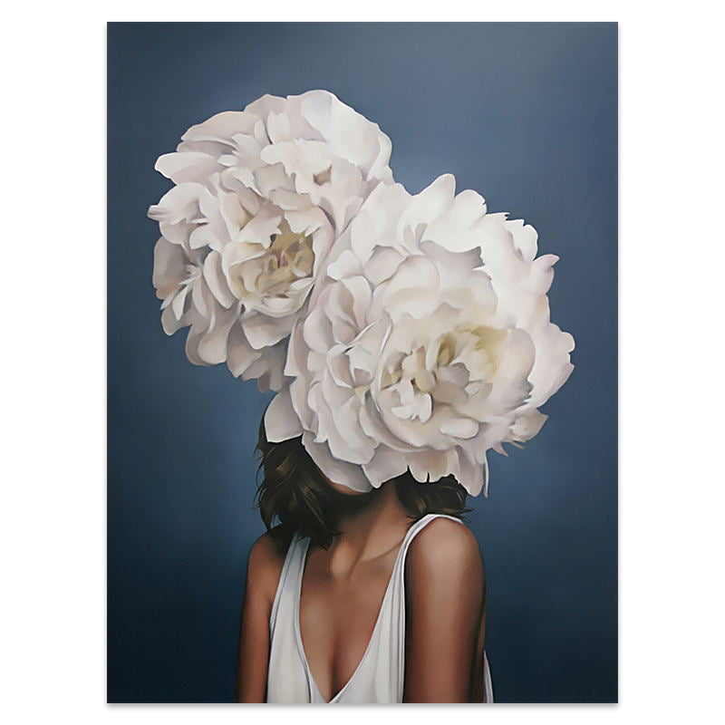 Flowers Feathers Woman Abstract Wall Art - Little Eudora