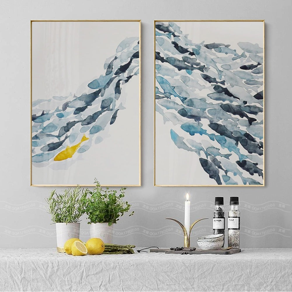 Nordic Simple Abstract Fish Wall Art - Little Eudora