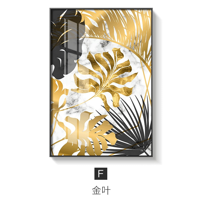 Nordic plants Golden leaf Wall Art - Little Eudora