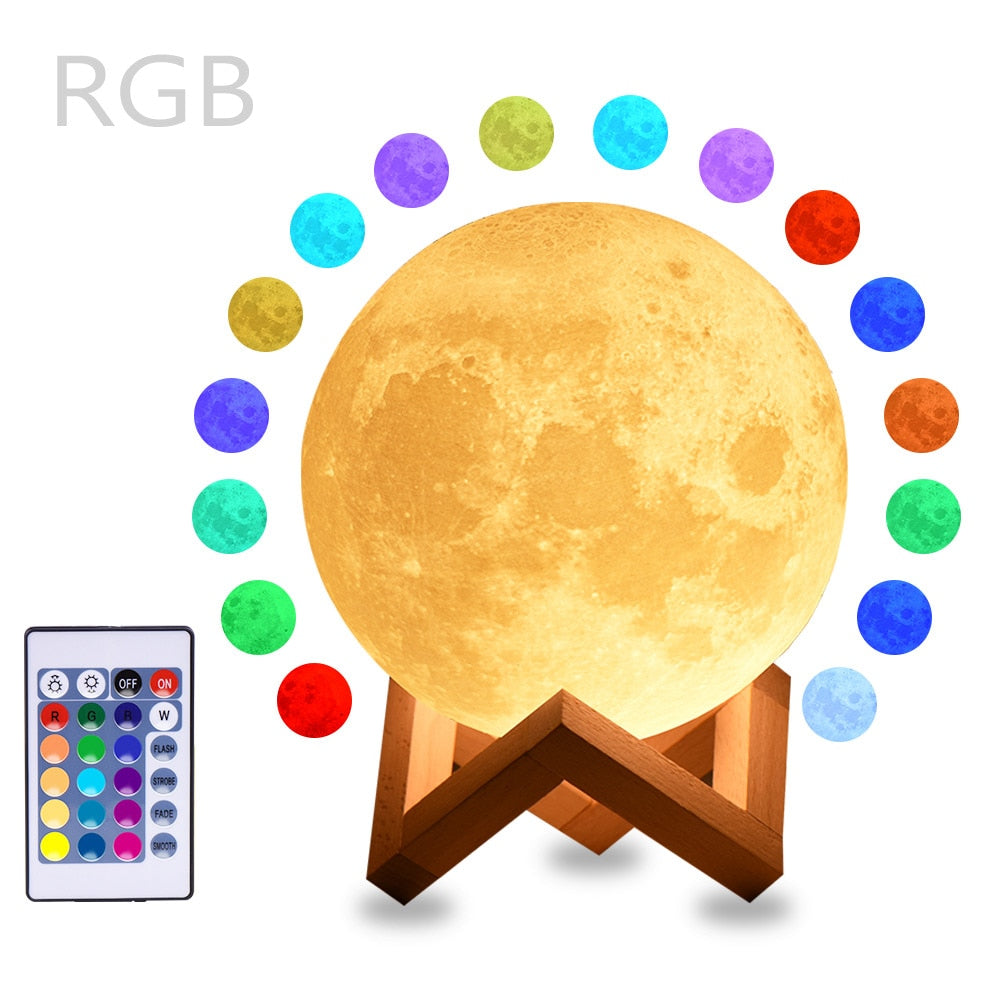 3D print Moon Lamp night light Rechargeable