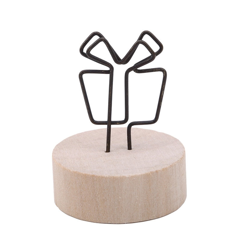 4CM Creative Round Wooden Iron Photo Clip Memo Name Card Pendant Furnishing Articles Picture Frame DIY Family Photo Decoration