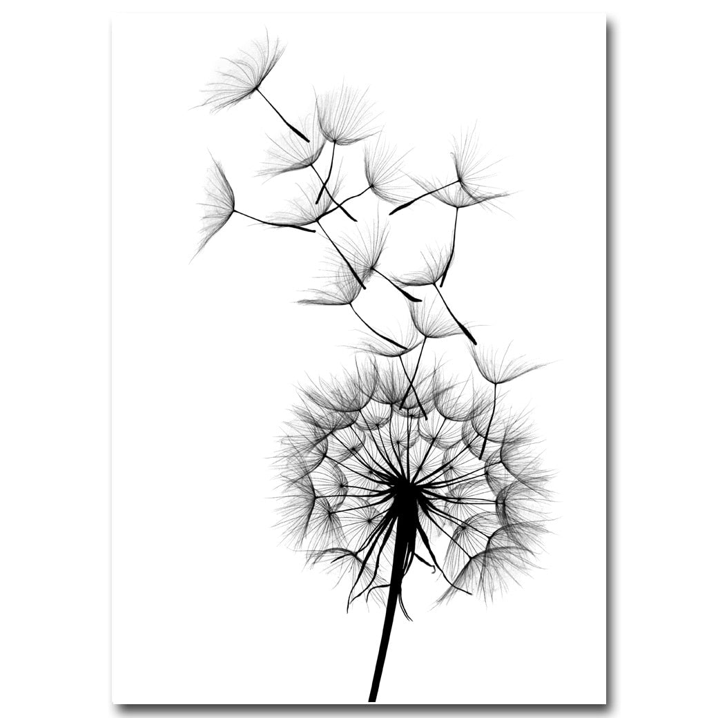 Black White Deer Dandelion Wall Art - Little Eudora