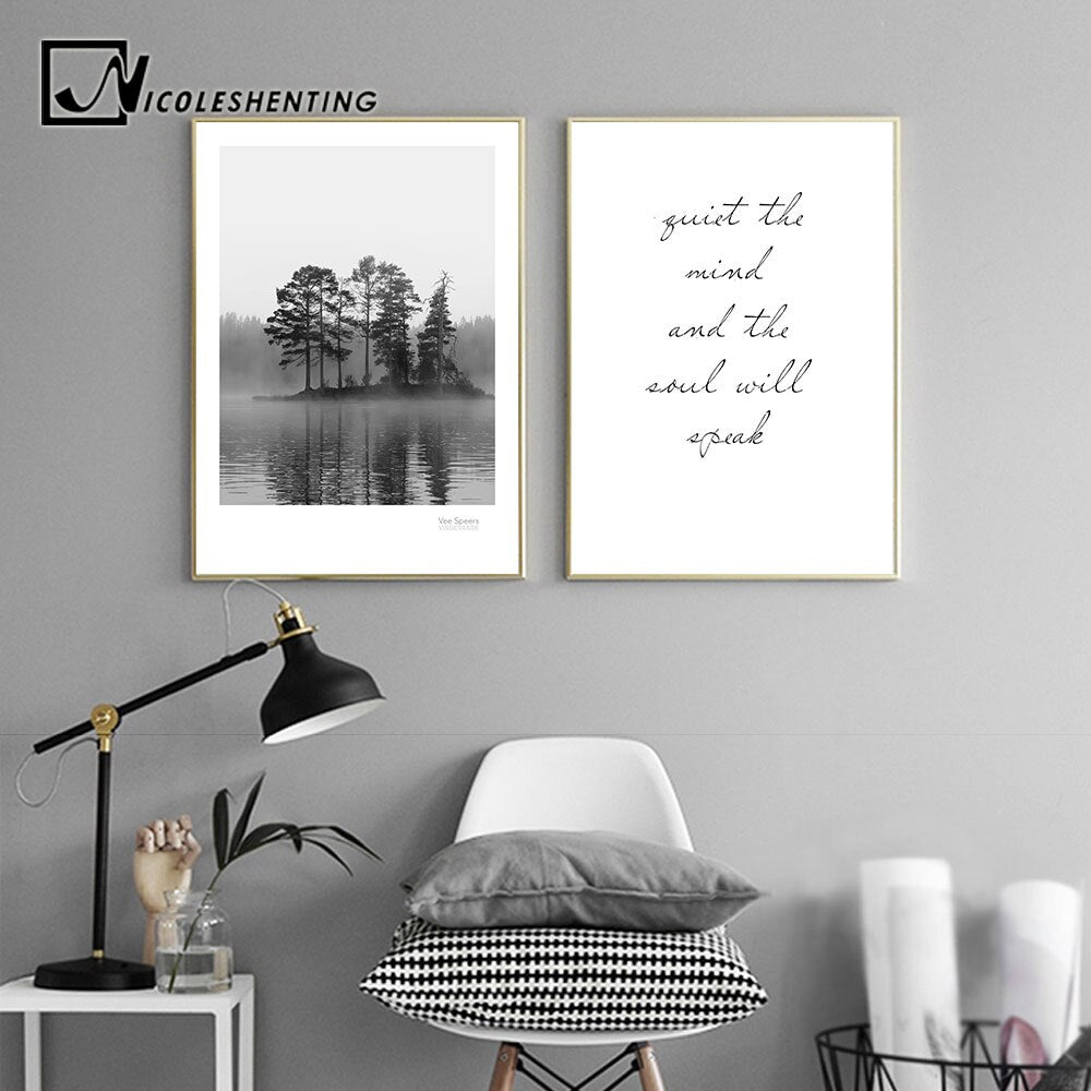 Scandinavian Landscape Canvas Poster Nordic Style Lake Boat Forest Nature Wall Art Print Painting Decoration Pictures Home Decor