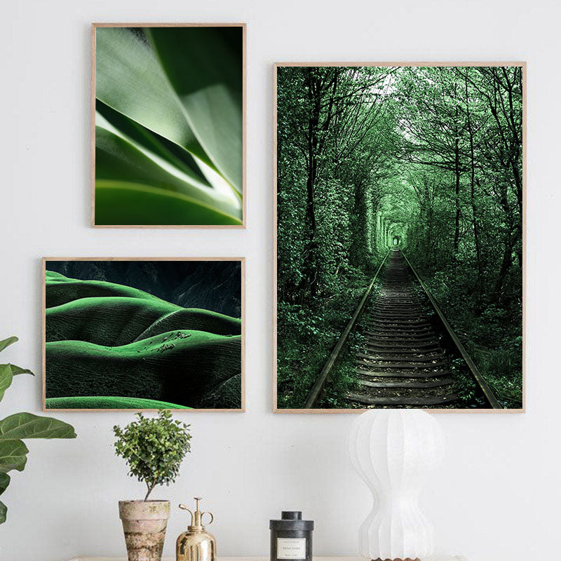 Scandinavian Natural Scenery Poster Nordic Print Forest Path Waterfall Landscape Wall Art Canvas Painting Picture Modern Decor
