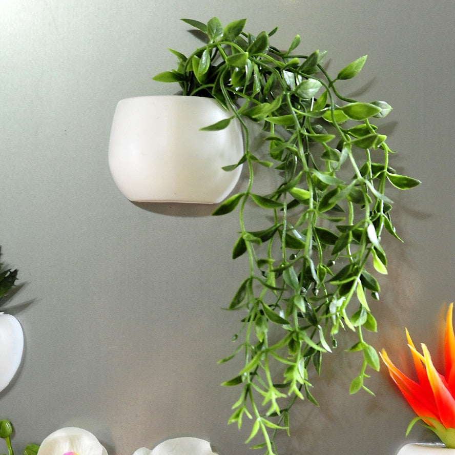 Fridge Magnets Potted Artificial Green succulent plants Bonsai set fake Flower vase Souvenir Blackboard Magnetic Stickers