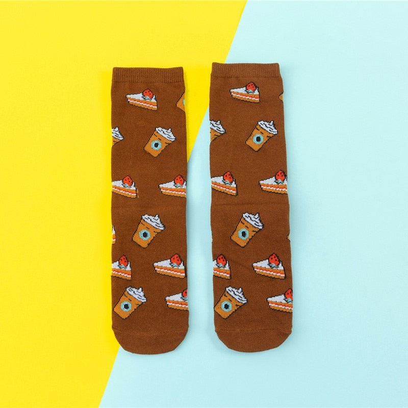 Cartoon Fruit Banana Avocado Lemon Egg Cookie Socks - Little Eudora