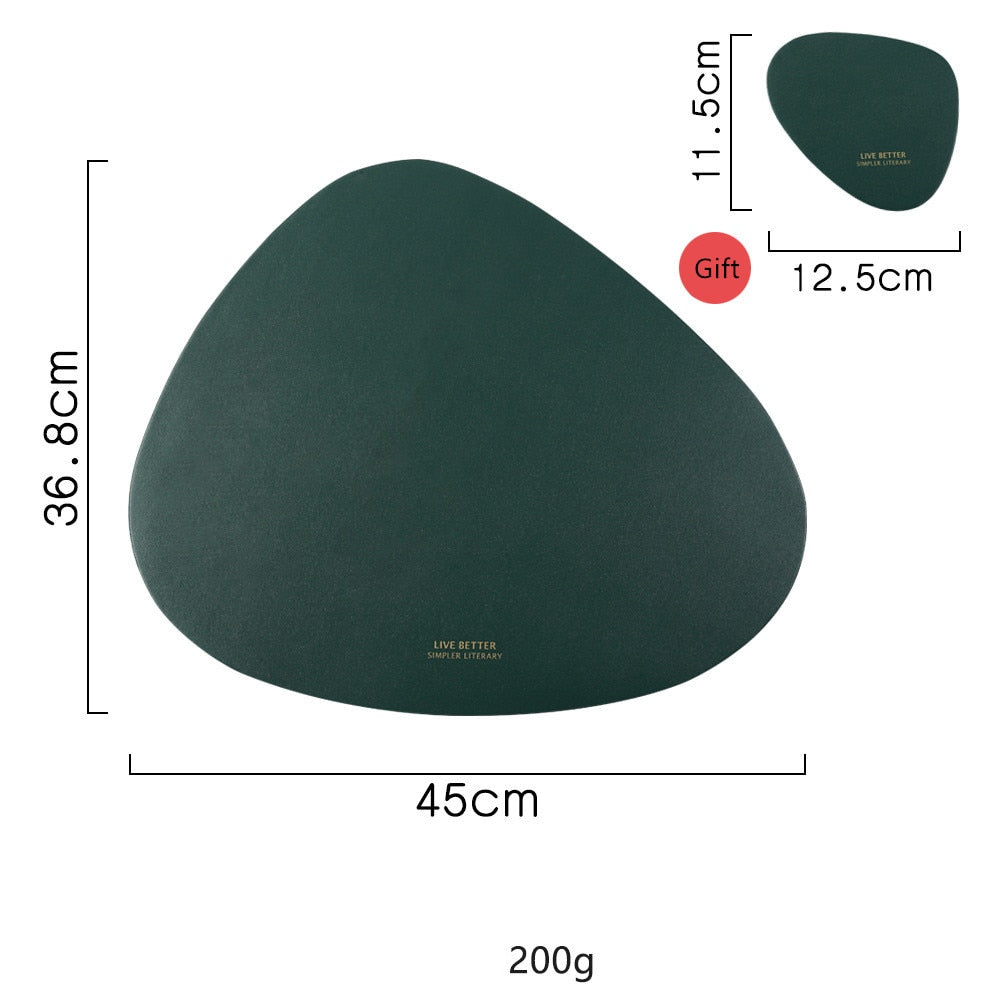 Tableware Pad Placemat Table Mat PU Leather Heat Insulation Non-Slip Simple Placemats Disc Coaster Placemat for Dining Table