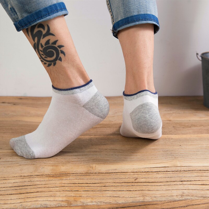 Patchwork Solid Striped Cotton Ankle Sock - 5 Pairs - Little Eudora