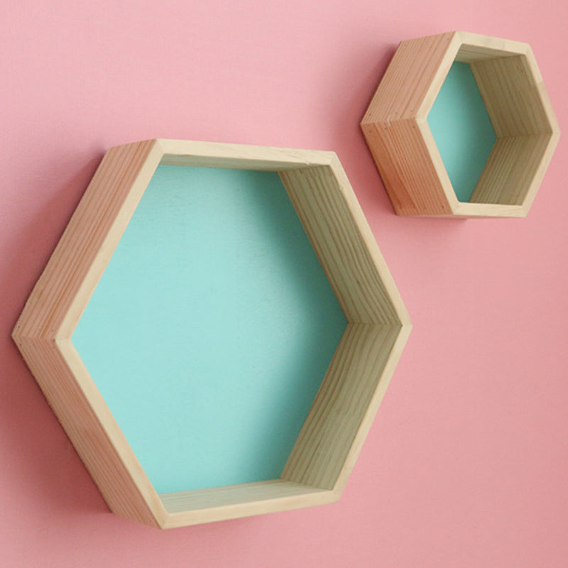 1 Big+1 Small Hexagon Wooden Shelves - Little Eudora