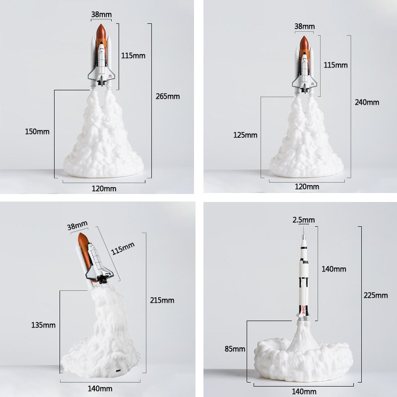 3D Print Space Shuttle Lamp Night - Little Eudora