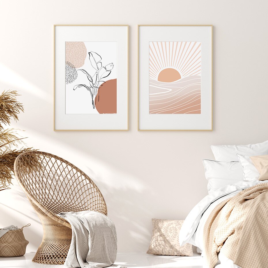 Modern Terracotta Boho Sun Moon Wall Art - Little Eudora