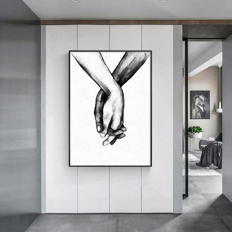 Black And White Holding Hands Wall Art - Little Eudora