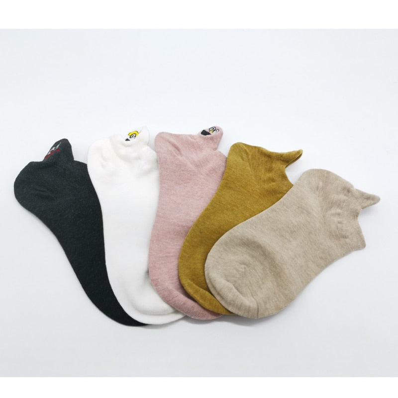 Embroidered Expression Women Socks - 5 Pairs - Little Eudora