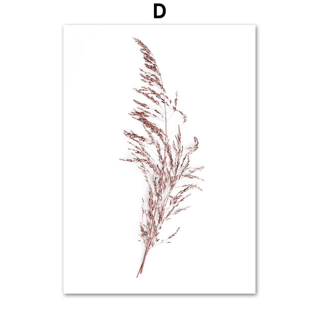 Pink Reed Grass Flower Plant Wall Art - Little Eudora