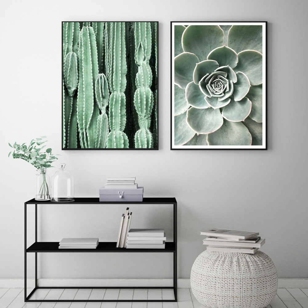 Scandinavian Green Leaves and Cactus Wall Art - Little Eudora