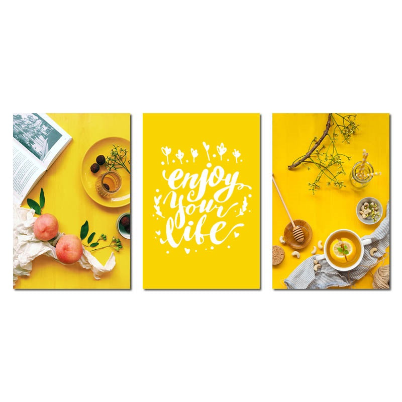 Yellow Theme Modern Nutrition Breakfast Wall Art - Little Eudora