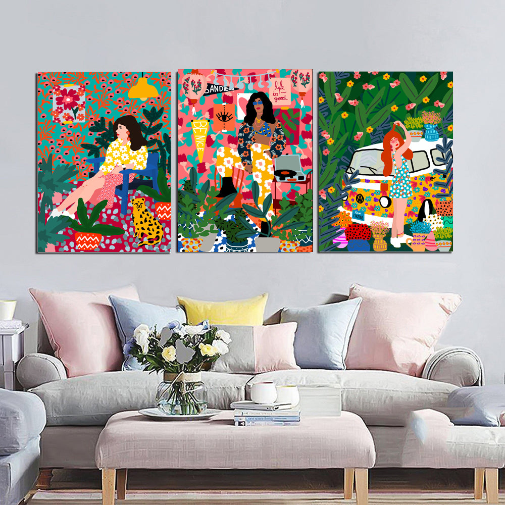 Abstract Girl Hair Flower Fashion Wall Art - Little Eudora