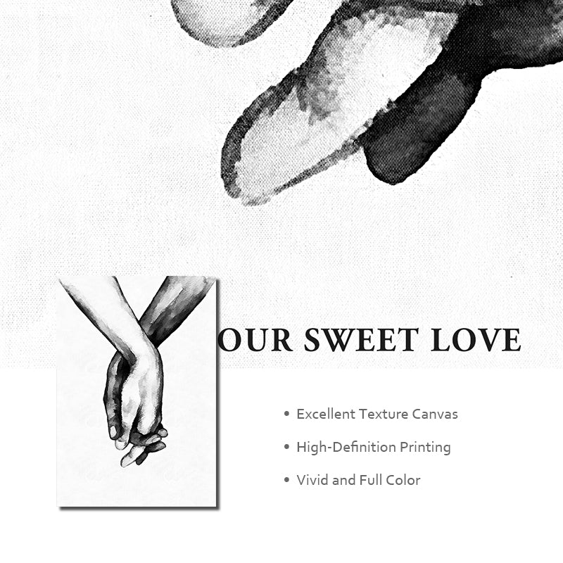 Black And White Holding Hands Wall Art - Little Eudora