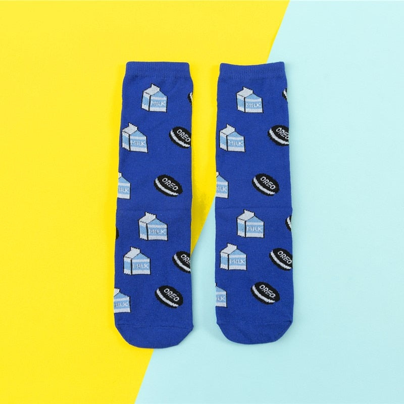 Cartoon Fruit Banana Avocado Lemon Egg Cookie Socks - Little Eudora