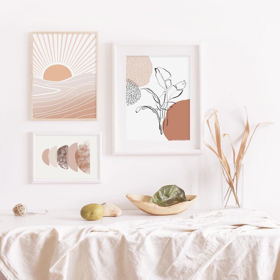 Modern Terracotta Boho Sun Moon Wall Art - Little Eudora