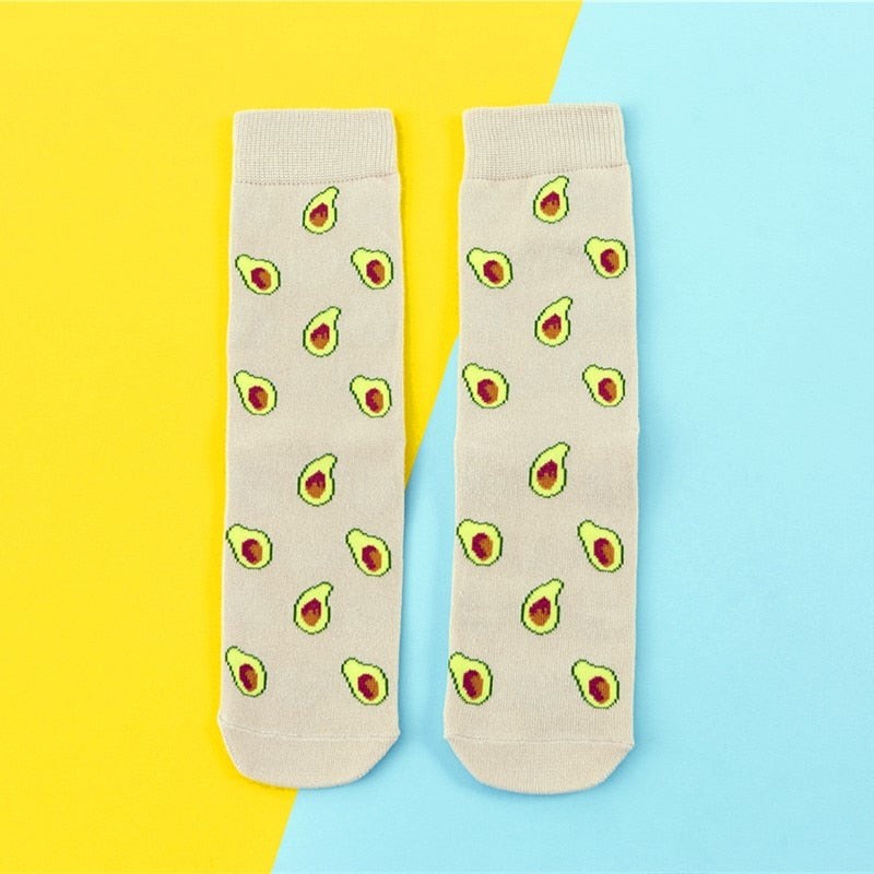 Cartoon Fruit Banana Avocado Lemon Egg Cookie Socks - Little Eudora