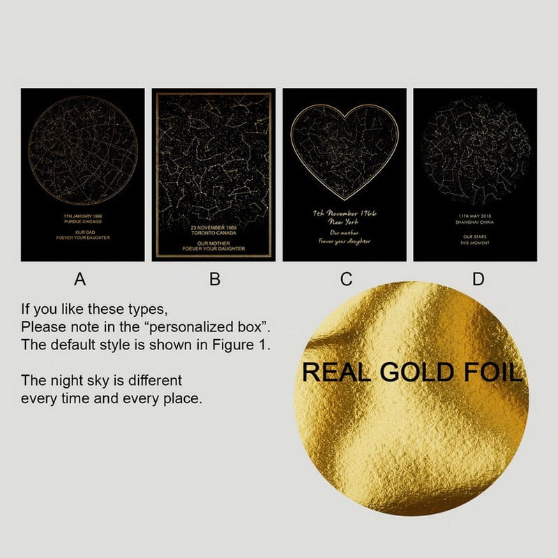 Real gold foil constellation Wall Art - Little Eudora