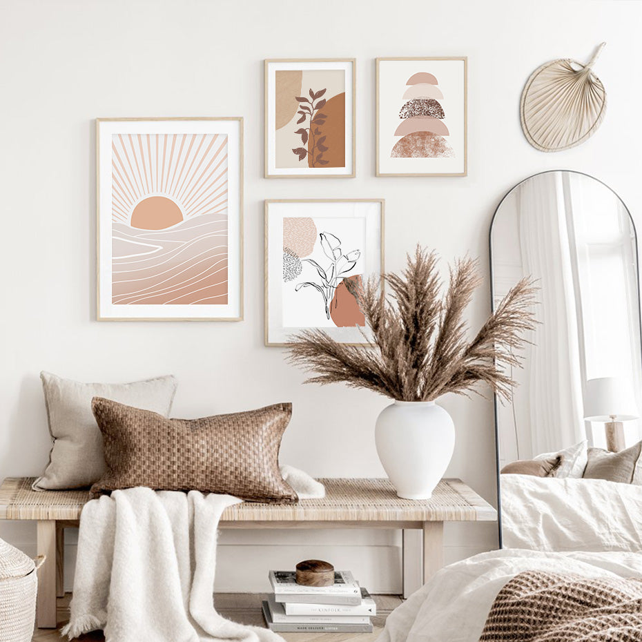 Modern Terracotta Boho Sun Moon Wall Art - Little Eudora