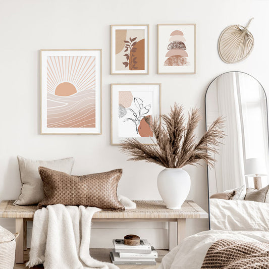Modern Terracotta Boho Sun Moon Wall Art - Little Eudora