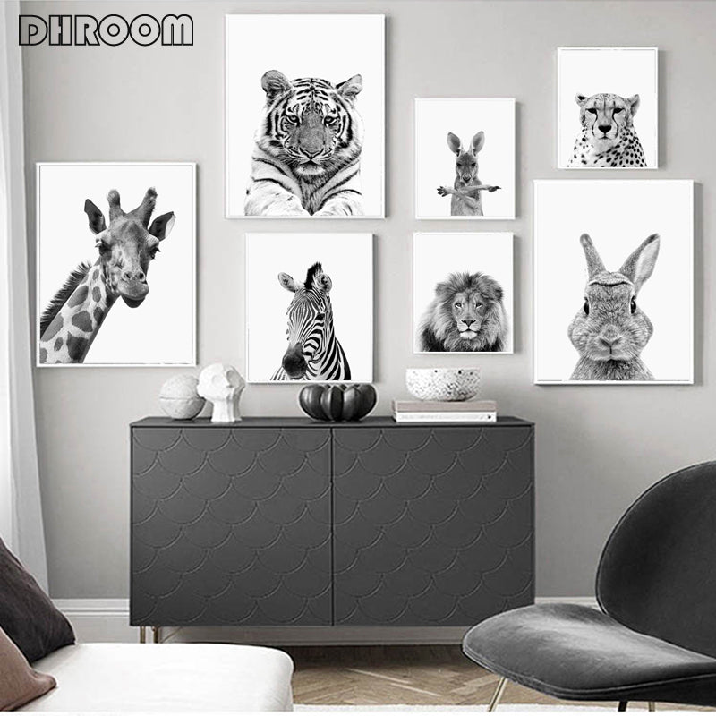 Animals Print Lion Zebra Elephant Wall Art - Little Eudora