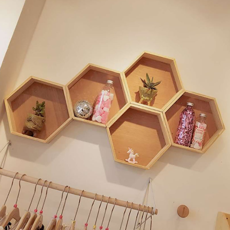 1 Big+1 Small Hexagon Wooden Shelves - Little Eudora
