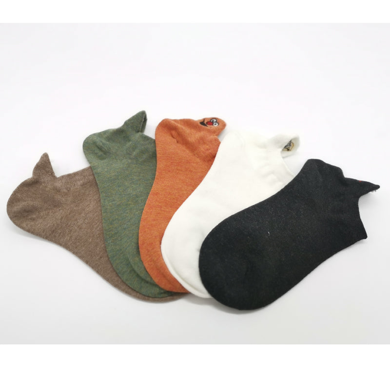 Embroidered Expression Women Socks - 5 Pairs - Little Eudora