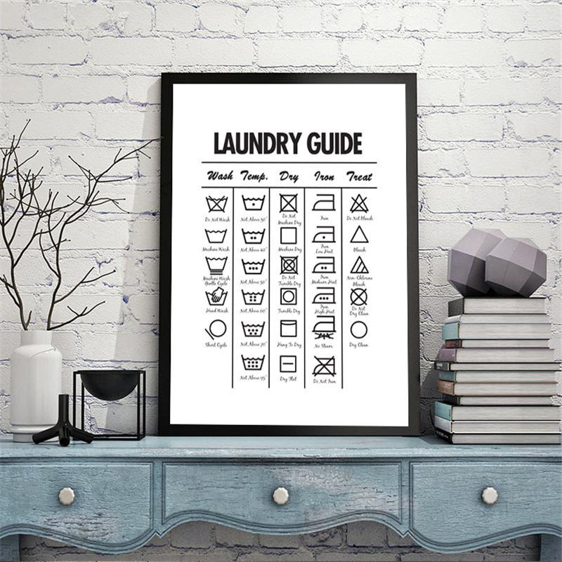 Laundry Today Room Wall Decor Laundry Symbols Guide Art Canvas Painting Print Poster Laundry Room Wall Picture Decoration YX138